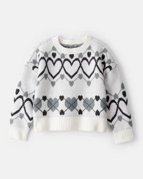 Carter's Girls Heart Sweater - White