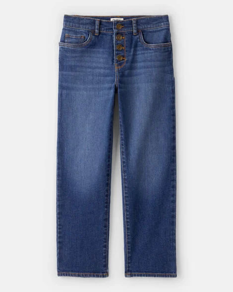 Oshkosh Girls Button-Front Straight Leg Jeans - Blue