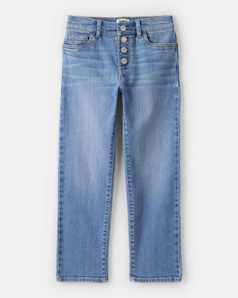 Oshkosh Girls Button-Front Straight Leg Jeans - Blue