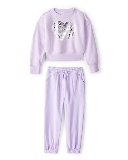 Oshkosh Girls DayDream Fleece Disco Heart Pullover Sweatshirt with Drawstring Joggers