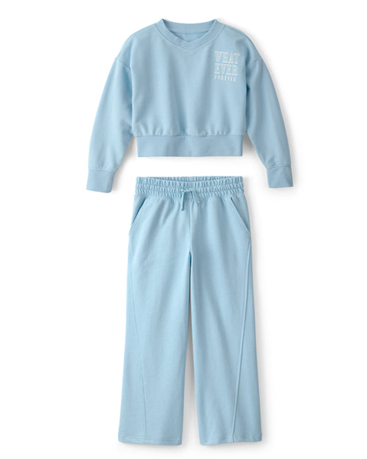 Carter's Girls 'Whatever Forever' French Terry Pullover Sweatshirt with Wide-Leg Pants