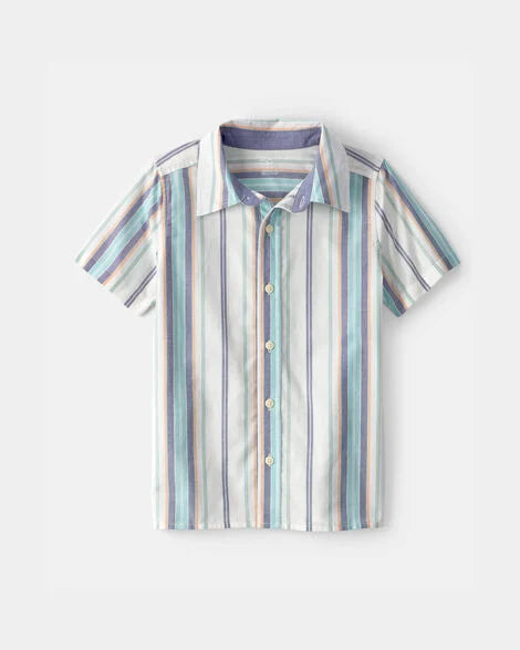 Oshkosh Boys Striped Short-Sleeve Button-Down Shirt