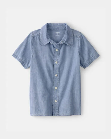 Oshkosh Boys Chambray Short-Sleeve Button-Down Shirt - Blue