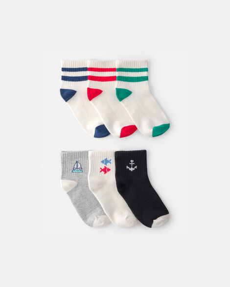 Carter's Boys 6-Pack Nautical & Striped Ankle Socks