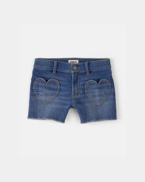 Oshkosh Girls Heart Pocket Denim Shorts - Dark Wash