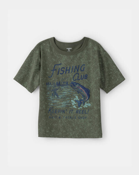 Oshkosh Boys Fishing Club Graphic Tee - Olive