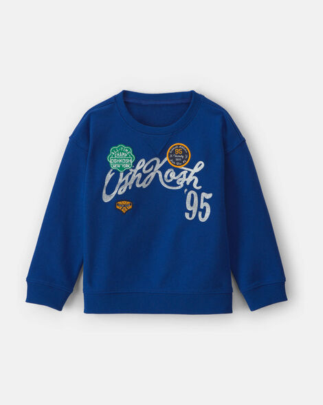 Oshkosh Toddler Boy 'OshKosh' French Terry Pullover Sweatshirt - Blue