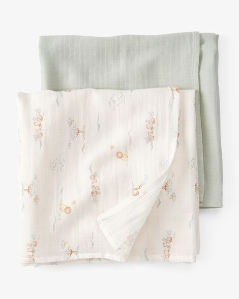 Carter's 2-Pack Lion Print Muslin Swaddle Blankets - Green