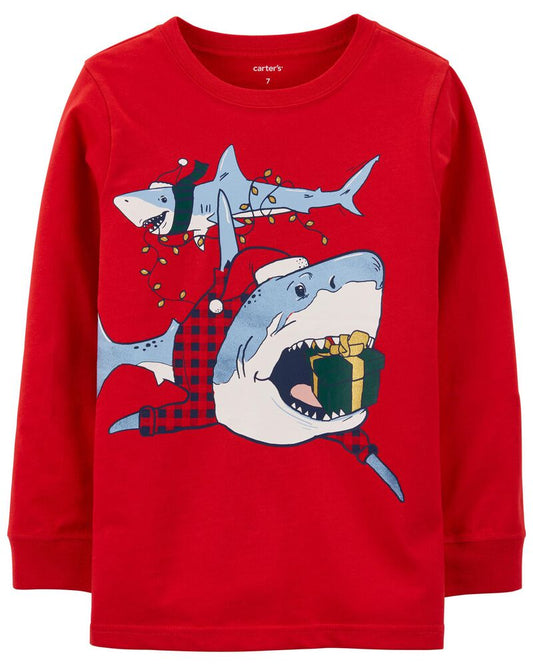 Carter's Christmas Shark Jersey Tee