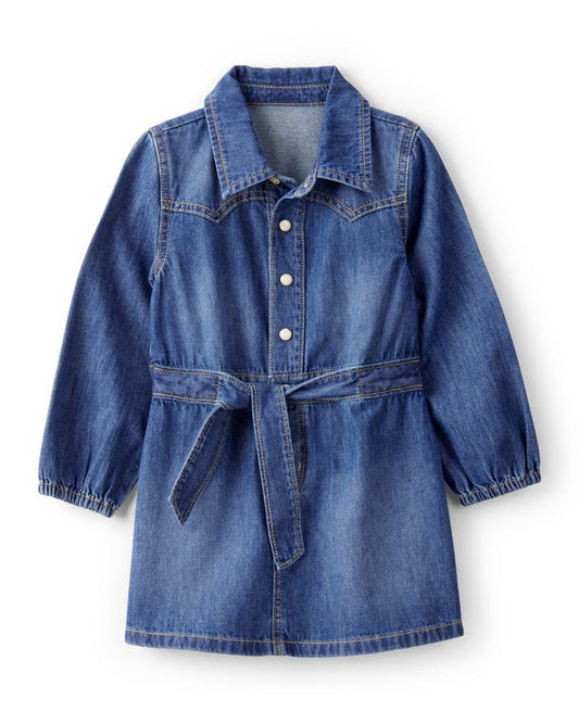 Oshkosh Toddler Girl Cotton Long-Sleeve Denim Dress - Blue