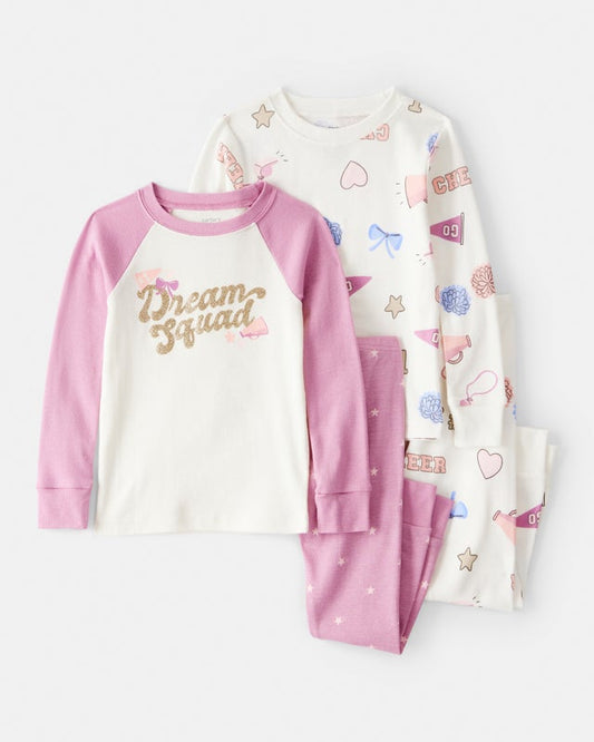 Carter's Toddler Girl Dream Squad 100% Cotton Long-Sleeve 4-Piece Pyjamas