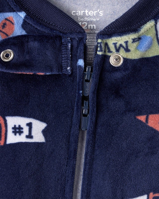 Carter's Toddler Boy Velboa Long-Sleeve 2-Way Zip 1-Piece Pajamas