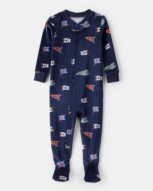 Carter's Toddler Boy Velboa Long-Sleeve 2-Way Zip 1-Piece Pajamas