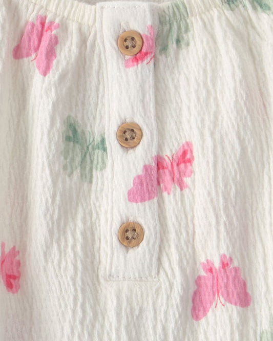 Carter's Toddler 2-Piece Floral Top & Short Set - Cream/Green
