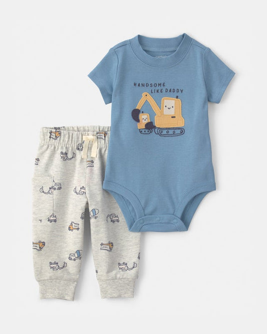 Carter's Baby Boy 2-Piece Construction Sleeve Bodysuit and Pant Set