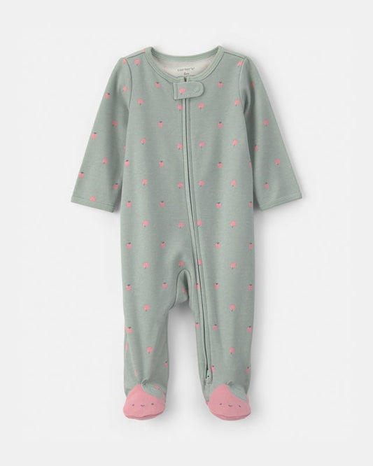 Carter's Baby Apple Print 2-Way Zip Cotton Sleep & Play