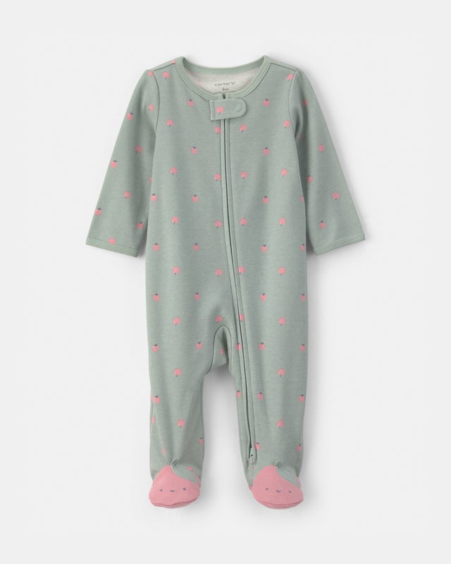Carter's Baby Apple Print 2-Way Zip Cotton Sleep & Play