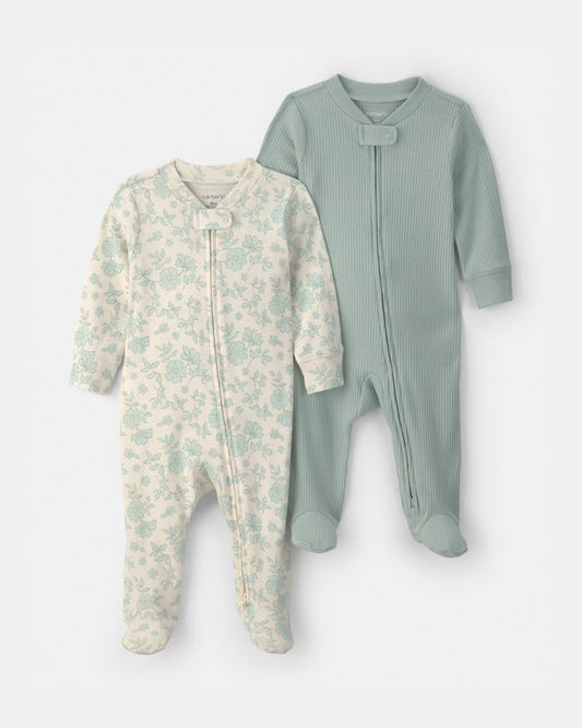 Carter's 2-Pack Floral Sleep & Play Pajamas - Green