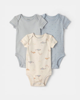 Carter's Baby 3-Pack Whale Multipack Bodysuits - Blue/Ivory