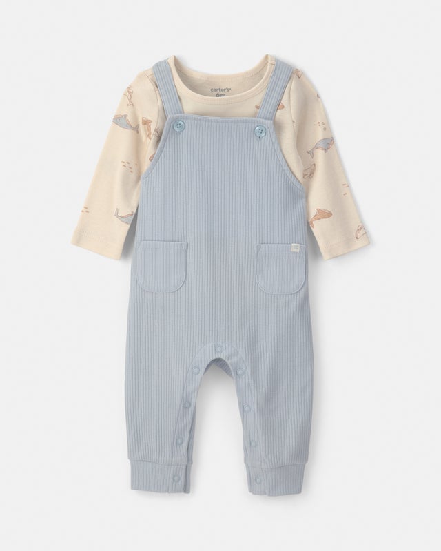 Carter's 2-Piece Whale Overall Set - Blue/Ivory