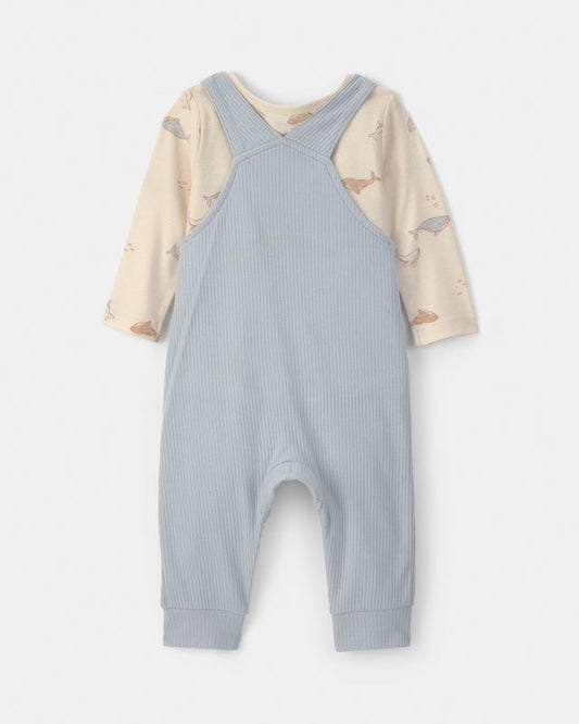 Carter's 2-Piece Whale Overall Set - Blue/Ivory