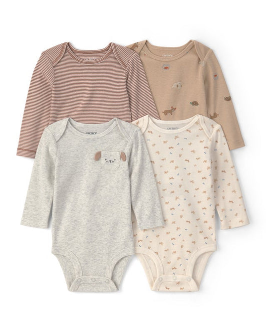 Carter's Baby 4-Pack Dog Print Long-Sleeve Bodysuits