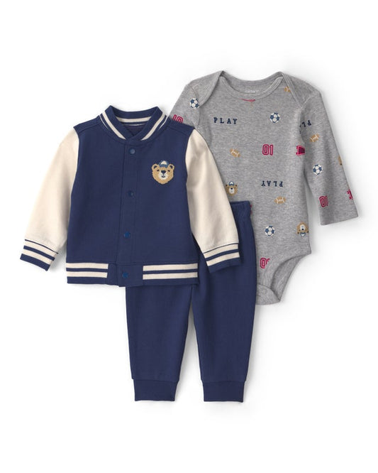 Carter's Baby Boy 3-Piece Bear Varsity Layering Set - Navy