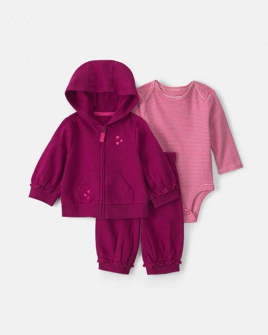 Carter's Baby Girl 3-Piece Heart Card Set - Burgundy