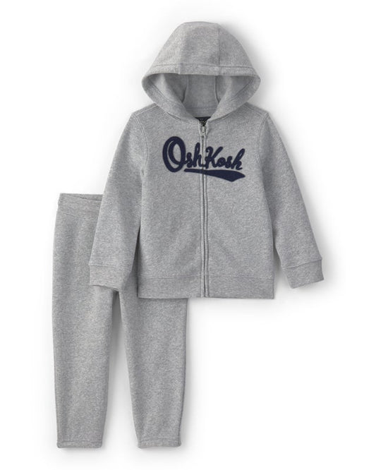 OshKosh B'gosh Toddler Logo Zip Jacket with Classic Joggers- Grey