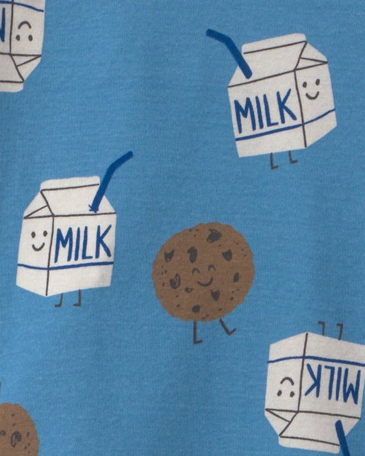 Carter's Baby Boy 4-Piece Milk & Cookies 100% Cotton Snug Fit Pyjama Set - Blue