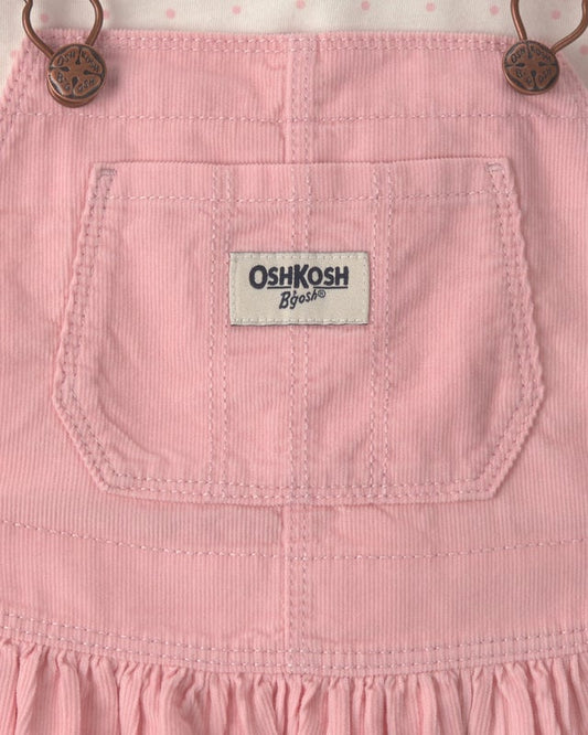 Oshkosh Toddler Girl 2-Piece Polka Dots Corduroy Dress Set - Pink/Cream