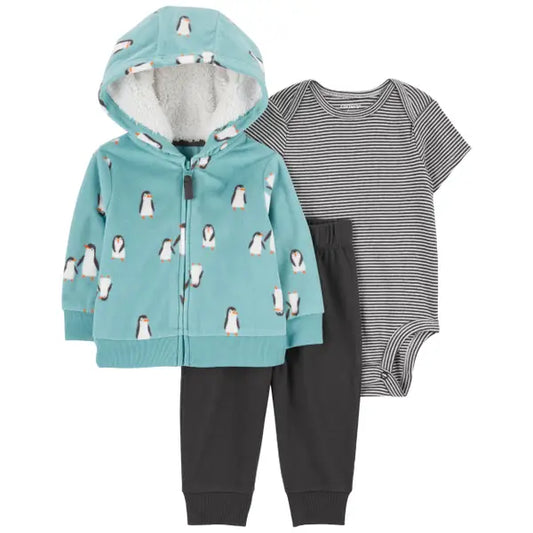 Carter's Baby Boys Penguin 3-Piece Fleece Cardigan Set