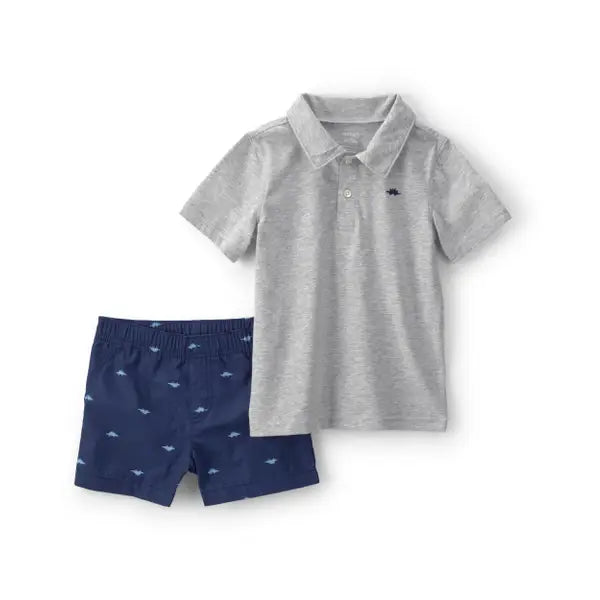 Carter's Toddler Boy's 2-Piece Dinosaur Polo Short Set