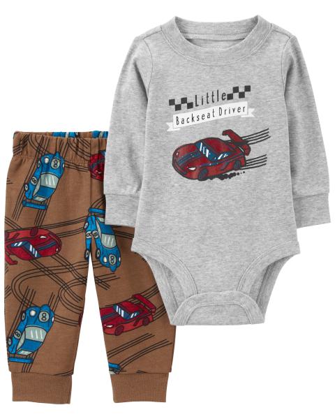 Carter's Baby 2-Piece Grey Race Car Print Pant Set