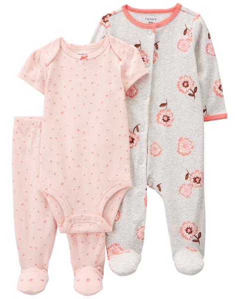 Carter's Baby Girls 3-Piece Floral Bodysuit Set