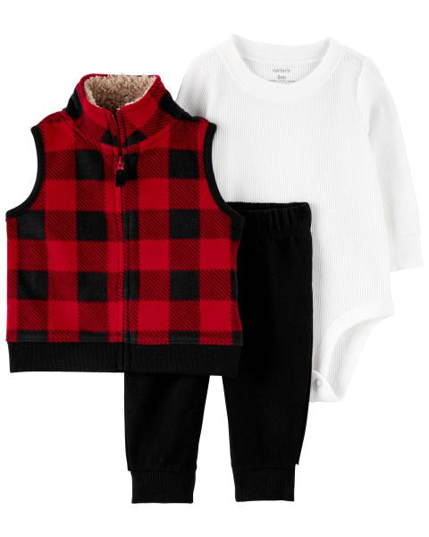 Carter's 3-Piece Buffalo Check Little Vest Set