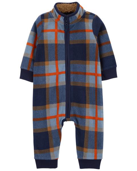 Carter's Baby Plaid Zip-Up Fleece Jumpsuit