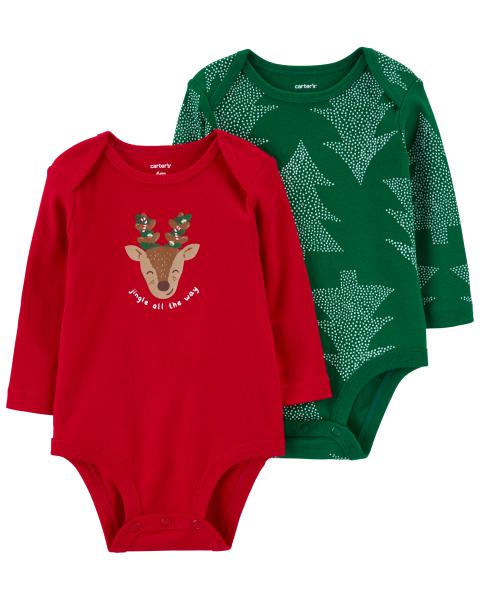 Carter's Baby 2-Pack Christmas Long-Sleeve Bodysuits