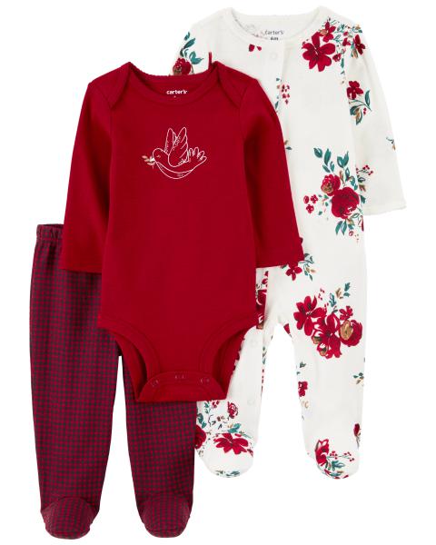 Carter's Baby Girls 3-Piece Floral Bodysuit Set