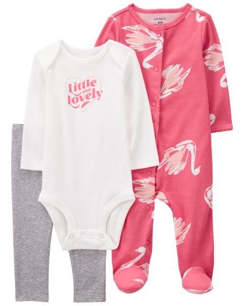 Carter's Baby Girls 3-Piece Flamingo Bodysuit Set