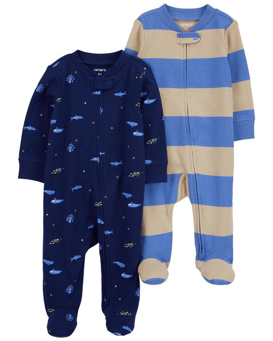 Carter's 2-Pack Striped Zip-Up Cotton Sleep and Play