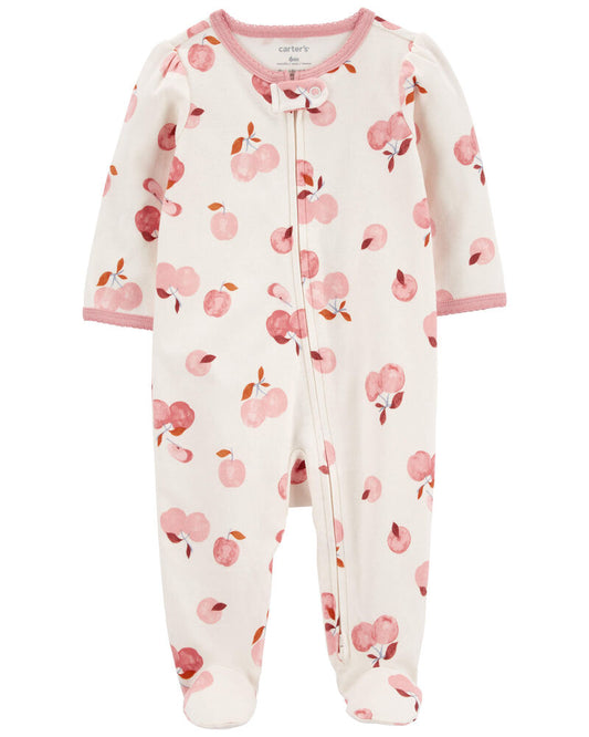 Carter's Baby Apple Print 2-Way Zip Cotton Sleep and Play