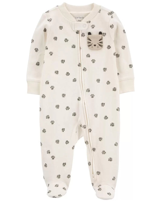 Carter's Baby Paw Print 2-Way Zip Cotton Sleep & Play