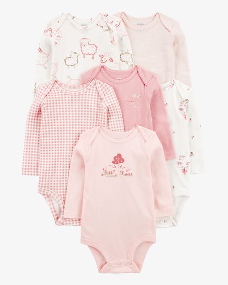 Carter's Baby 6-Pack Farm Animals Long-Sleeve Bodysuits