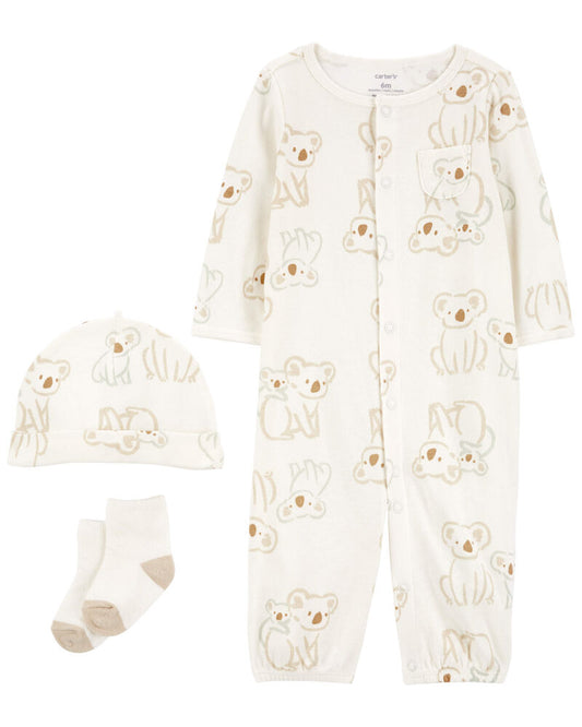 Carter's Baby Brown Koala 3-Piece Converter Gown Set