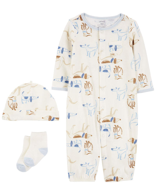 Carter's Baby Dog Print 3-Piece Converter Gown Set