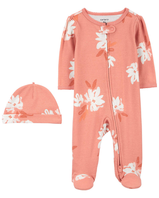 Carter's Baby 2-Piece Floral Sleep & Play & Cap Set