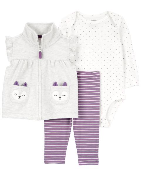 Carter's Baby 3-Piece Purple Fox Little Vest Set