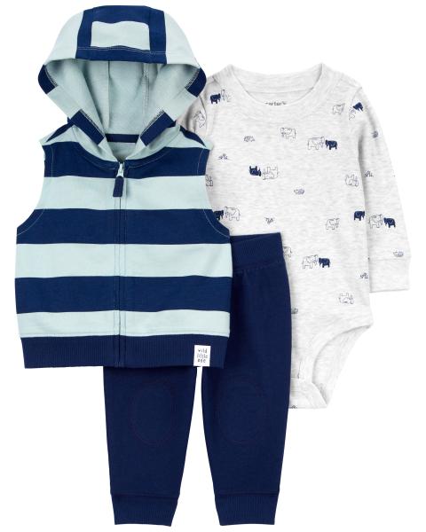 Carter's Baby 3-Piece Blue Striped Little Vest Set