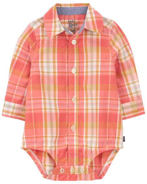 Oshkosh Baby Plaid Button-Front Bodysuit